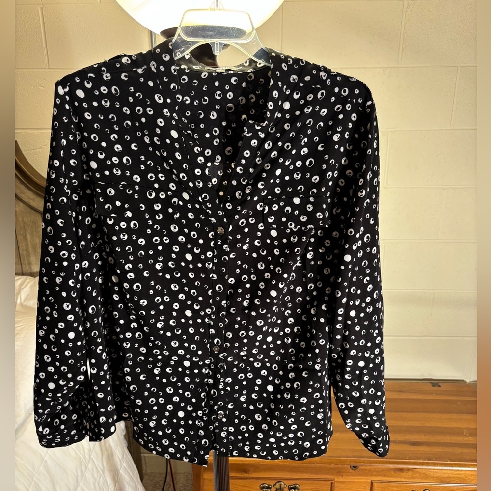 Elementz Black and White Button Down Blouse